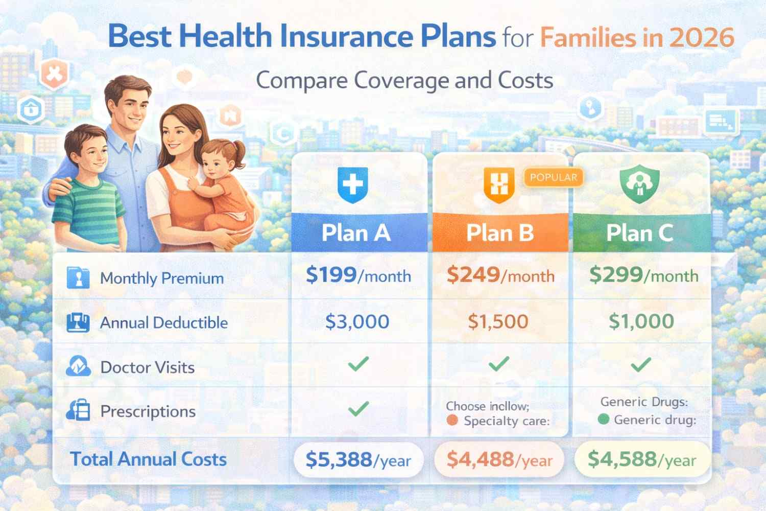 Best Health Insurance Plans for Families in 2026 – Compare Coverage and Costs